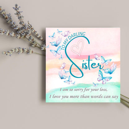 Sorry for Your Loss Card for Sister, Bereavement Card, Sympathy Card, Card for Loss, Rest in Peace, Funeral Card, Condolences Card