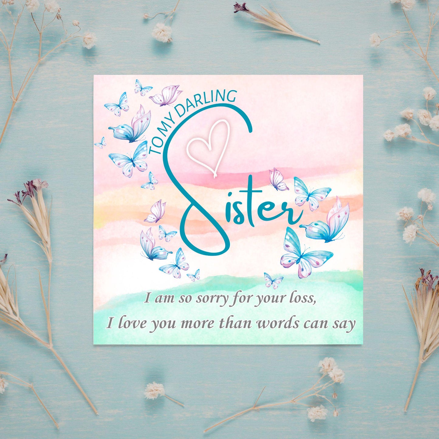 Sorry for Your Loss Card for Sister, Bereavement Card, Sympathy Card, Card for Loss, Rest in Peace, Funeral Card, Condolences Card