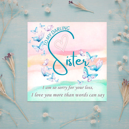 Sorry for Your Loss Card for Sister, Bereavement Card, Sympathy Card, Card for Loss, Rest in Peace, Funeral Card, Condolences Card