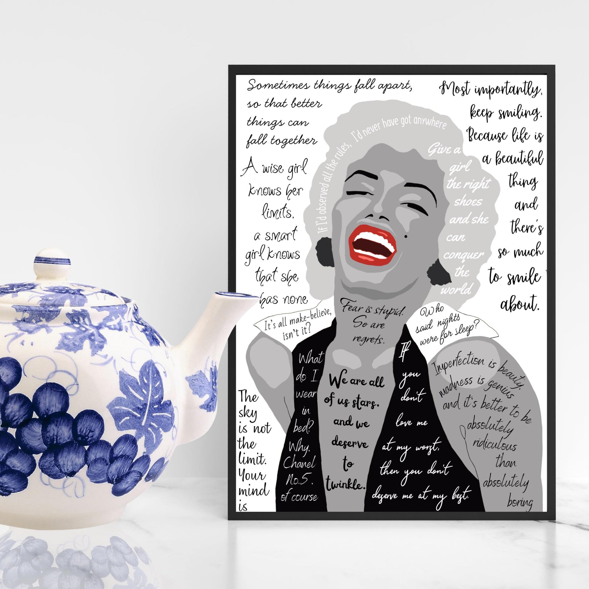 Marilyn Monroe Wall Art, Quote Poster, A4 Print, Norma Jean, 50's Decor
