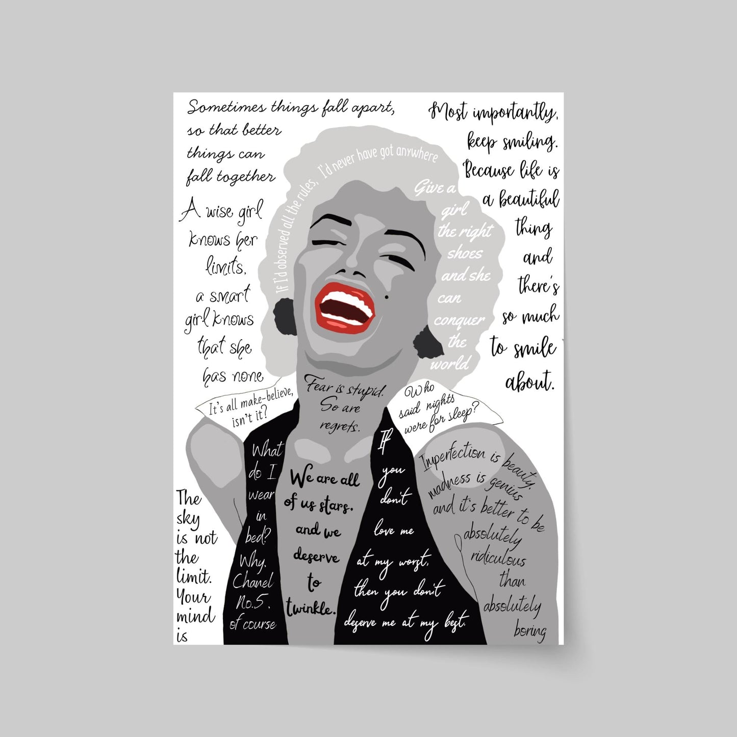 Marilyn Monroe Wall Art, Quote Poster, A4 Print, Norma Jean, 50's Decor