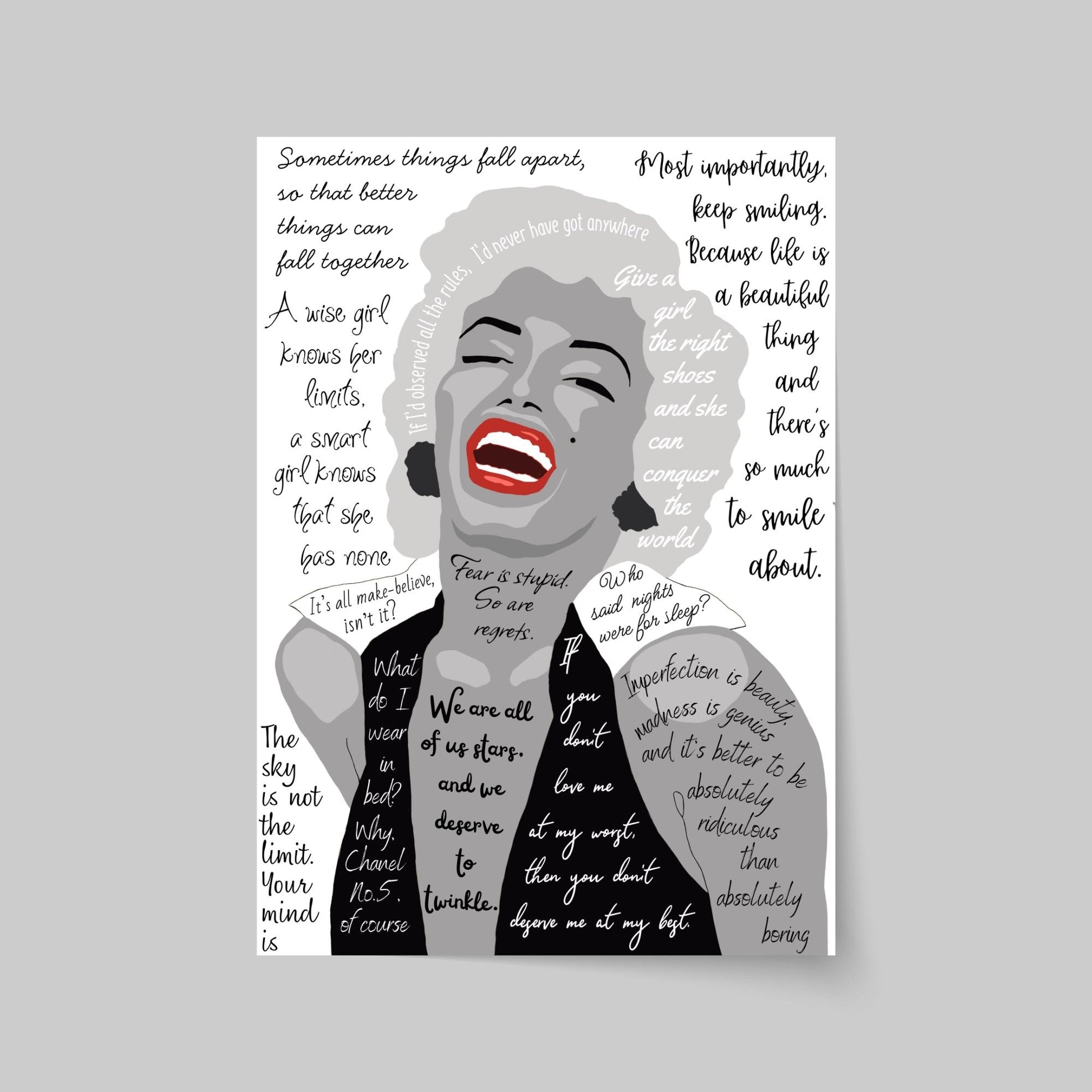 Marilyn Monroe Wall Art, Quote Poster, A4 Print, Norma Jean, 50's Decor