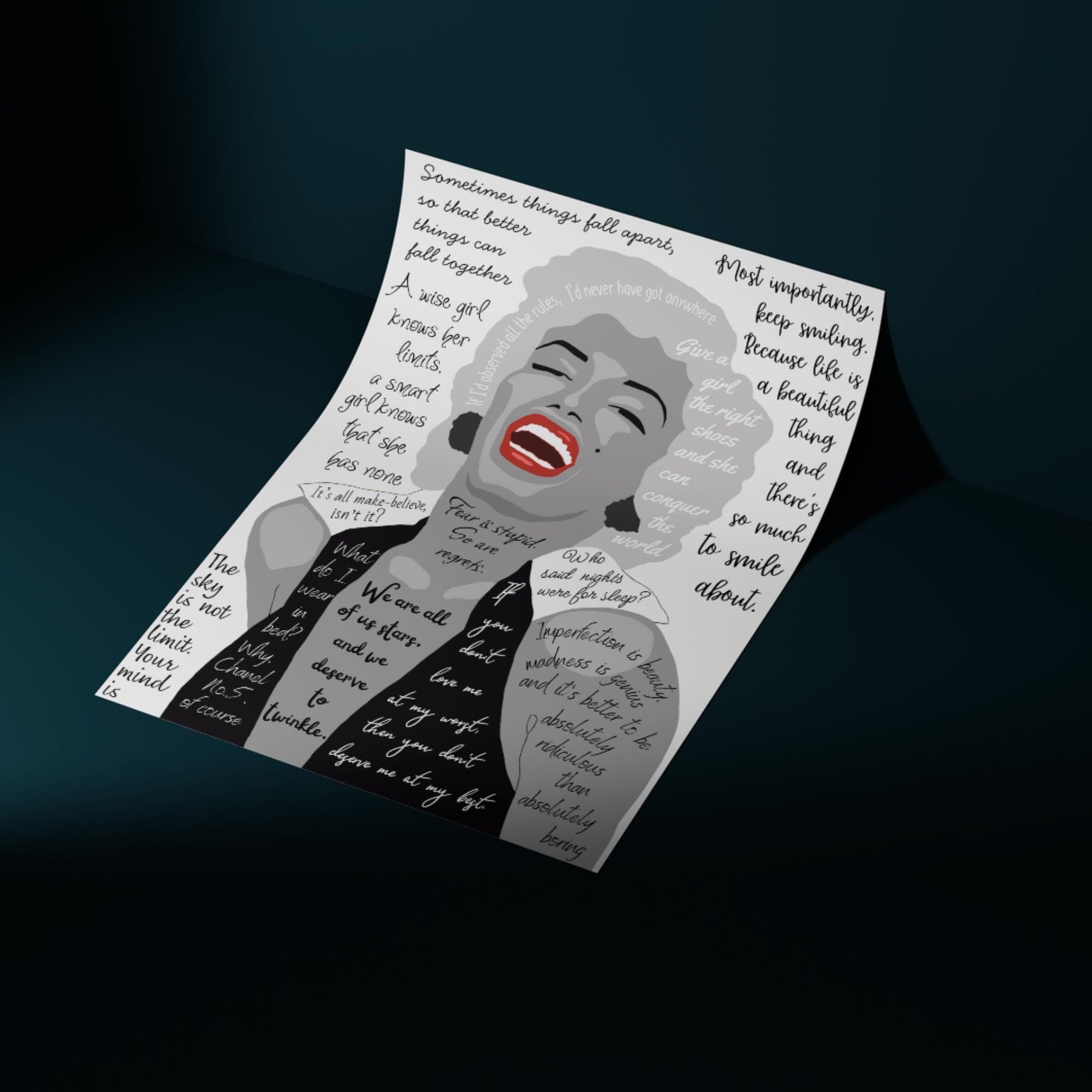 Marilyn Monroe Wall Art, Quote Poster, A4 Print, Norma Jean, 50's Decor