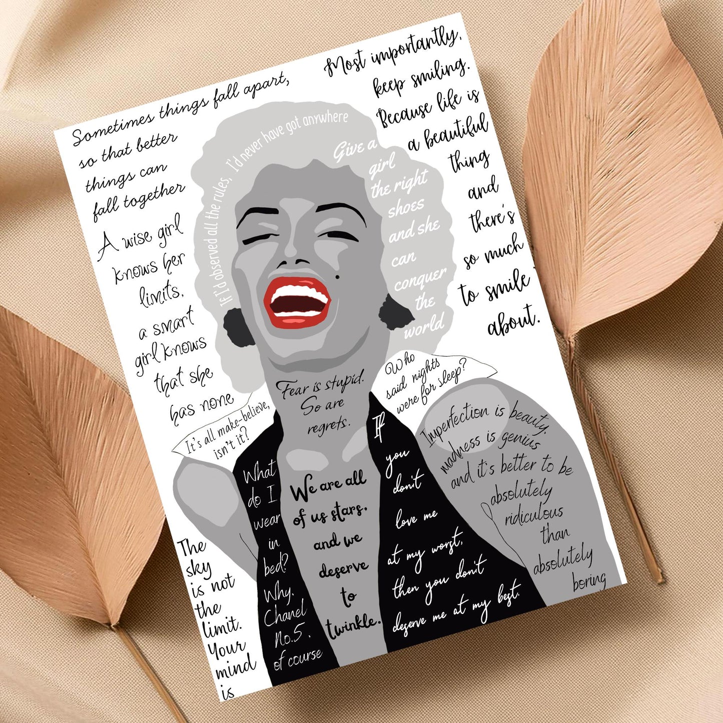 Marilyn Monroe Wall Art, Quote Poster, A4 Print, Norma Jean, 50's Decor