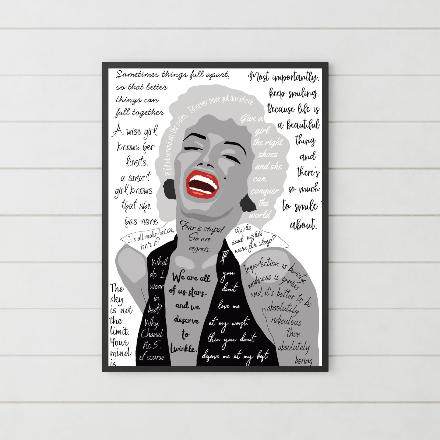 Marilyn Monroe Wall Art, Quote Poster, A4 Print, Norma Jean, 50's Decor