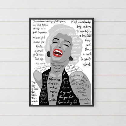 Marilyn Monroe Wall Art, Quote Poster, A4 Print, Norma Jean, 50's Decor