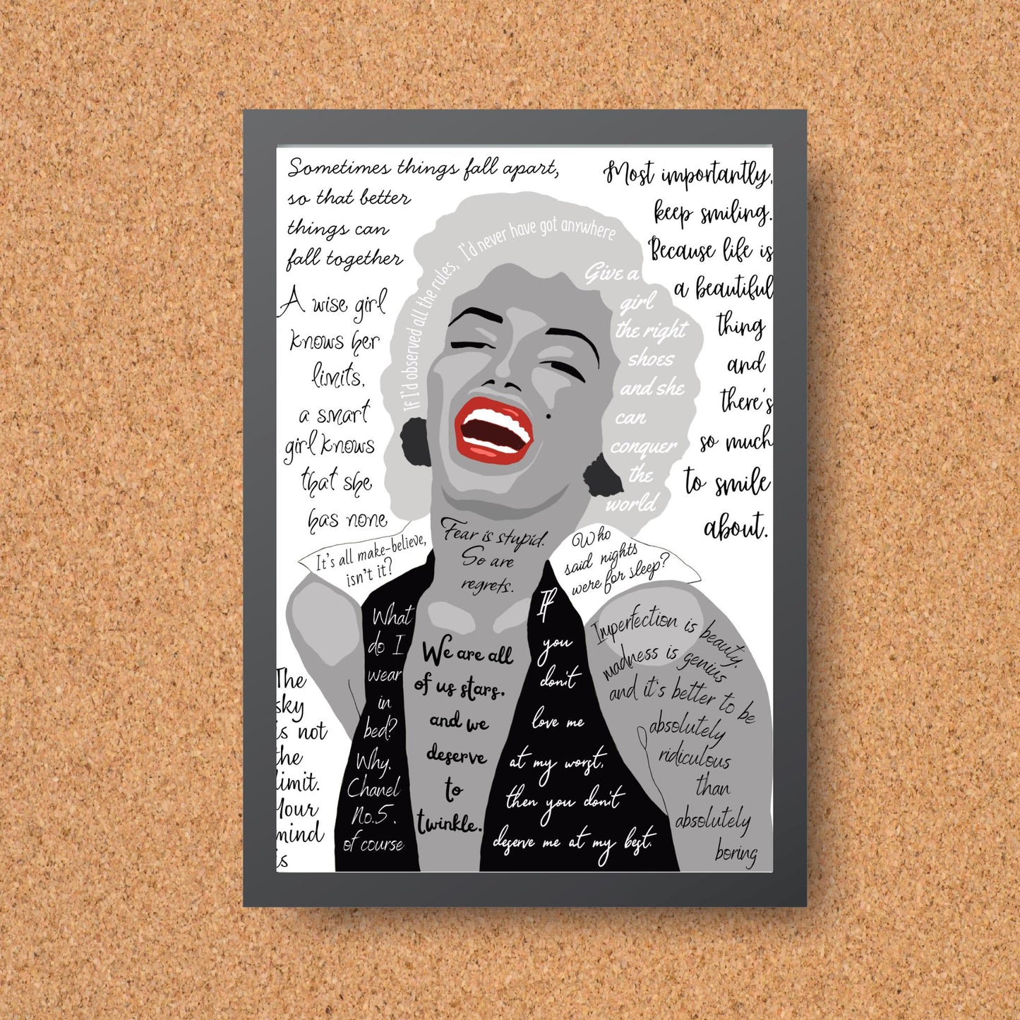 Marilyn Monroe Wall Art, Quote Poster, A4 Print, Norma Jean, 50's Decor