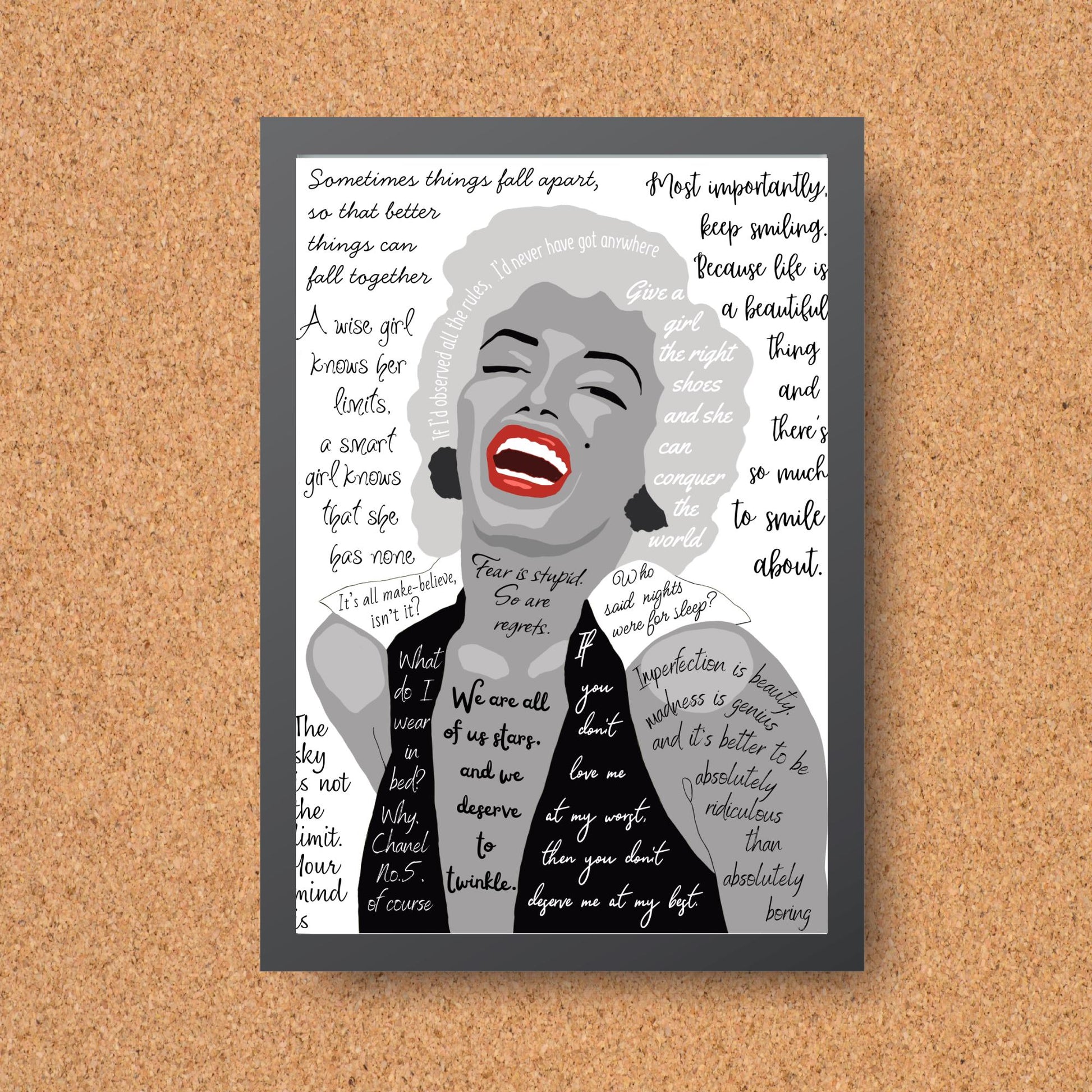 Marilyn Monroe Wall Art, Quote Poster, A4 Print, Norma Jean, 50's Decor