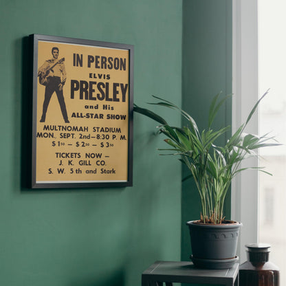 Elvis Presley Wall Art, Vintage Style Show Poster, A4 Print, 50's Decor