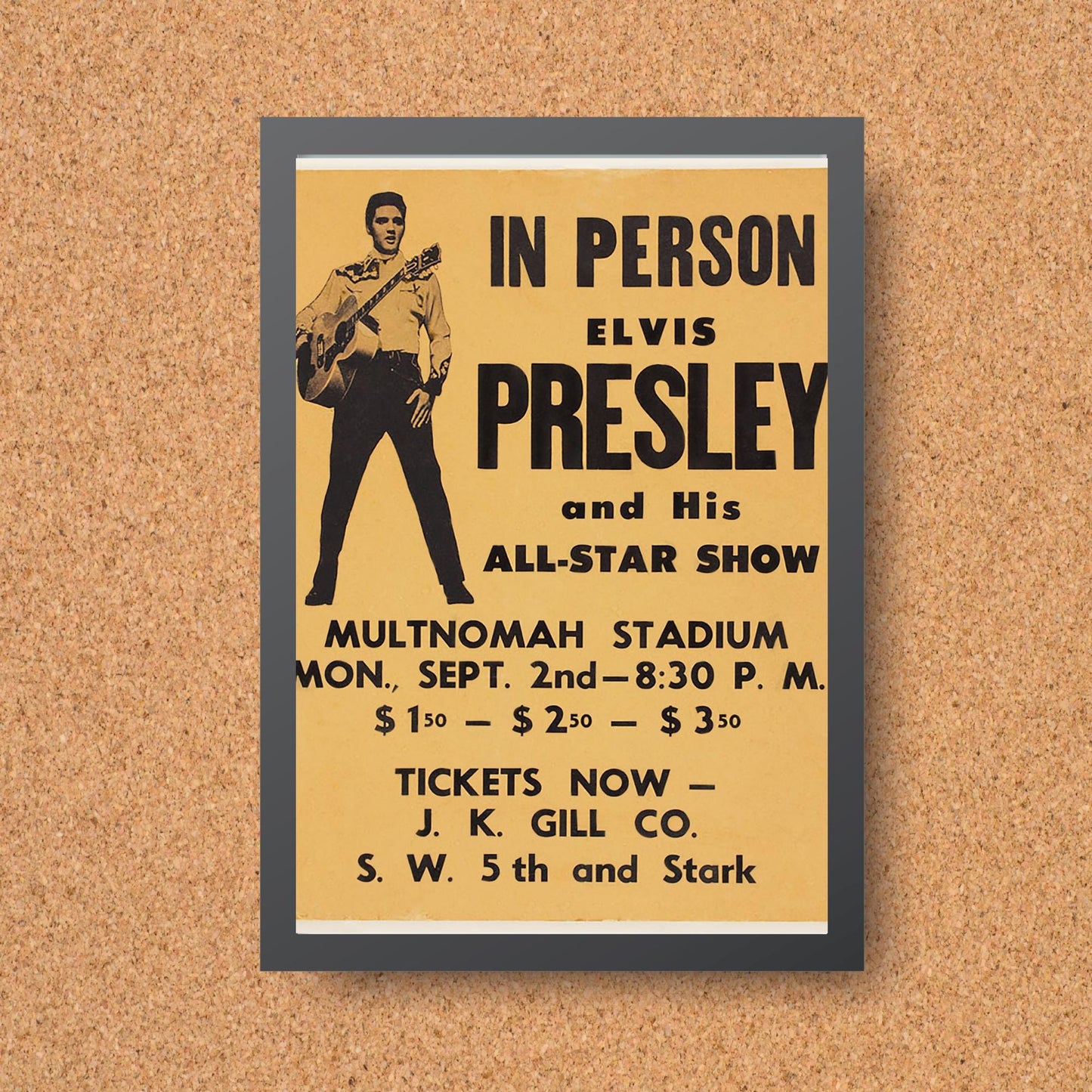 Elvis Presley Wall Art, Vintage Style Show Poster, A4 Print, 50's Decor