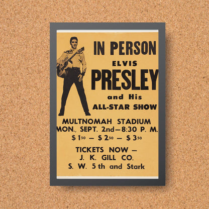 Elvis Presley Wall Art, Vintage Style Show Poster, A4 Print, 50's Decor