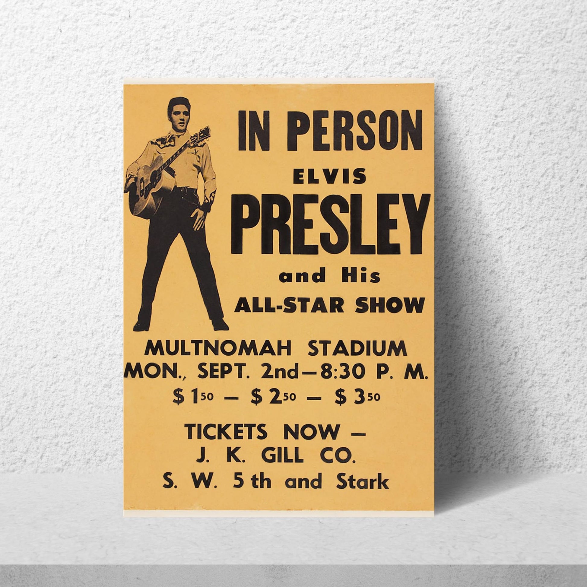 Elvis Presley Wall Art, Vintage Style Show Poster, A4 Print, 50's Decor