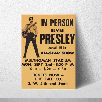 Elvis Presley Wall Art, Vintage Style Show Poster, A4 Print, 50's Decor