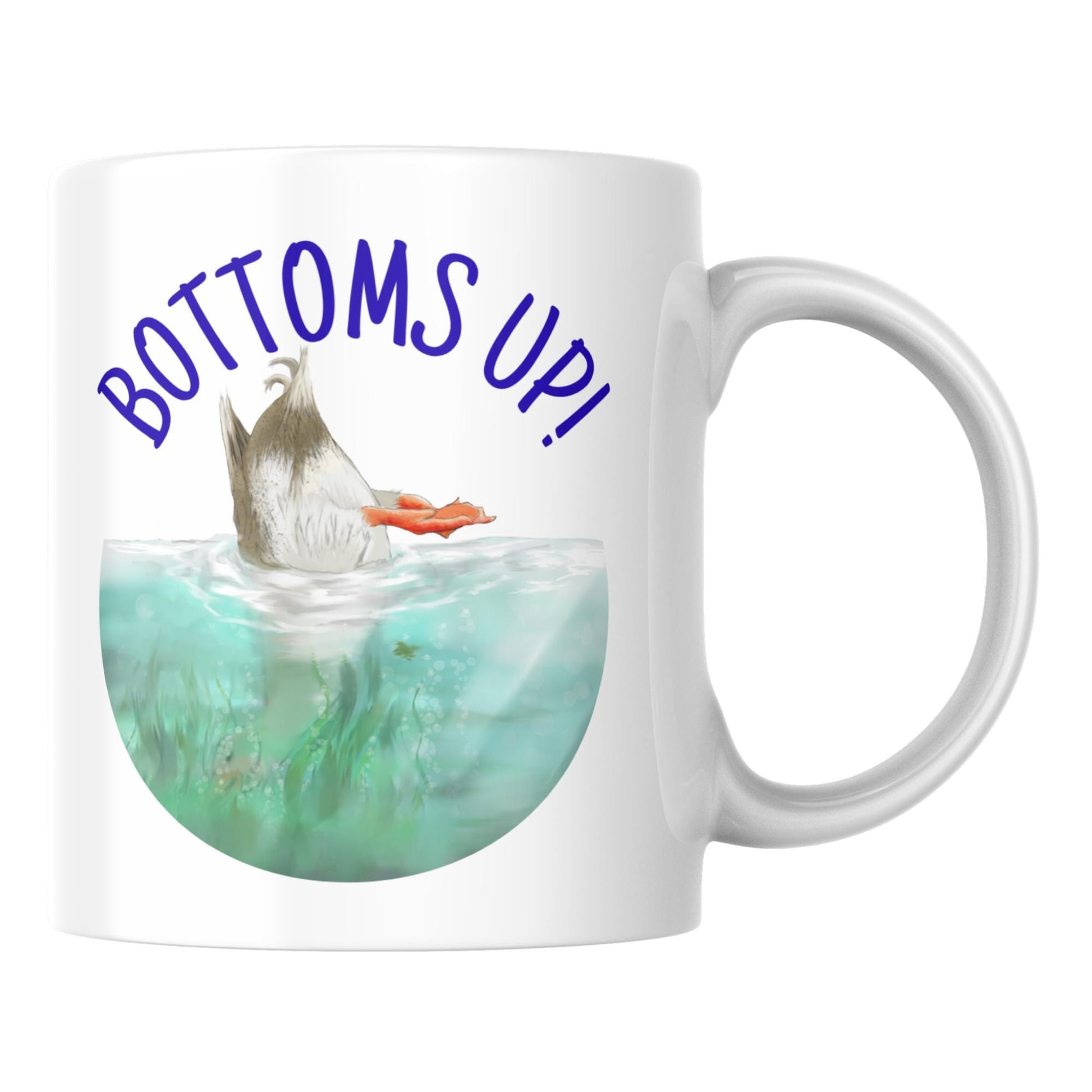 Duck Design Mug, Bottoms Up, Gift for Duck Lover, Coffee Cup, Ornithologist Mug