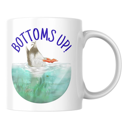 Duck Design Mug, Bottoms Up, Gift for Duck Lover, Coffee Cup, Ornithologist Mug