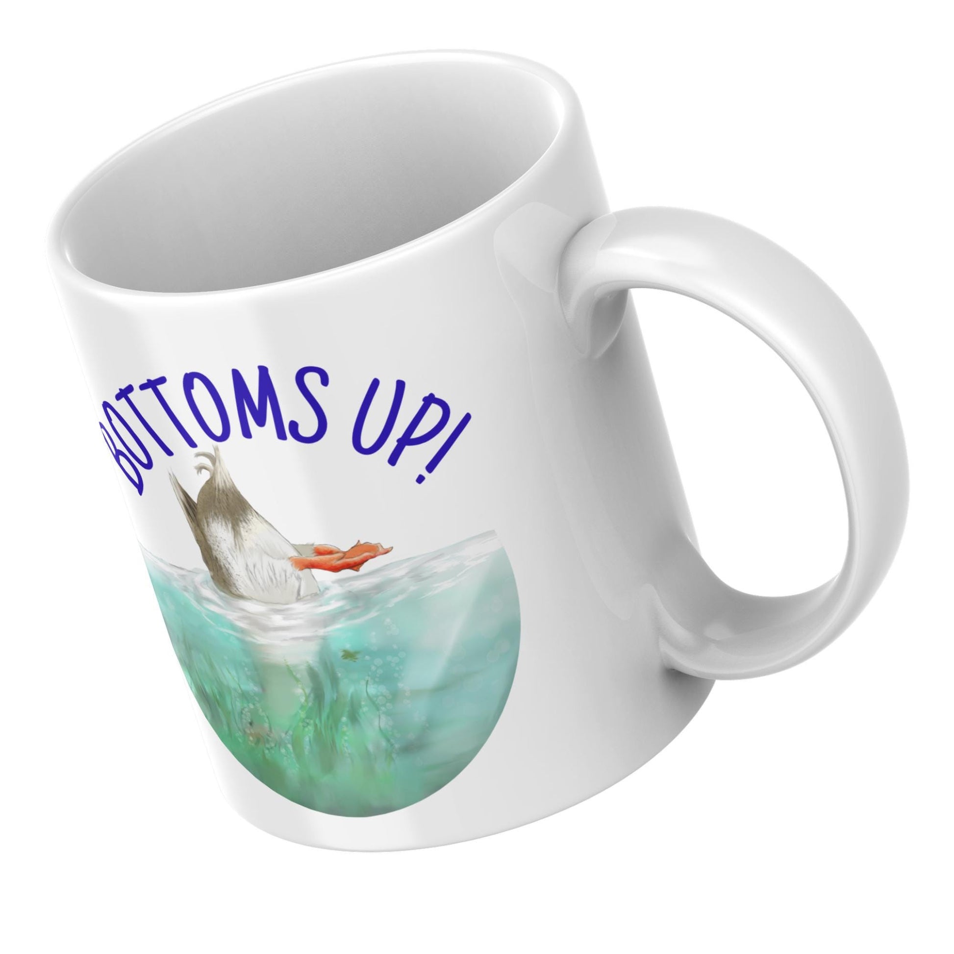 Duck Design Mug, Bottoms Up, Gift for Duck Lover, Coffee Cup, Ornithologist Mug