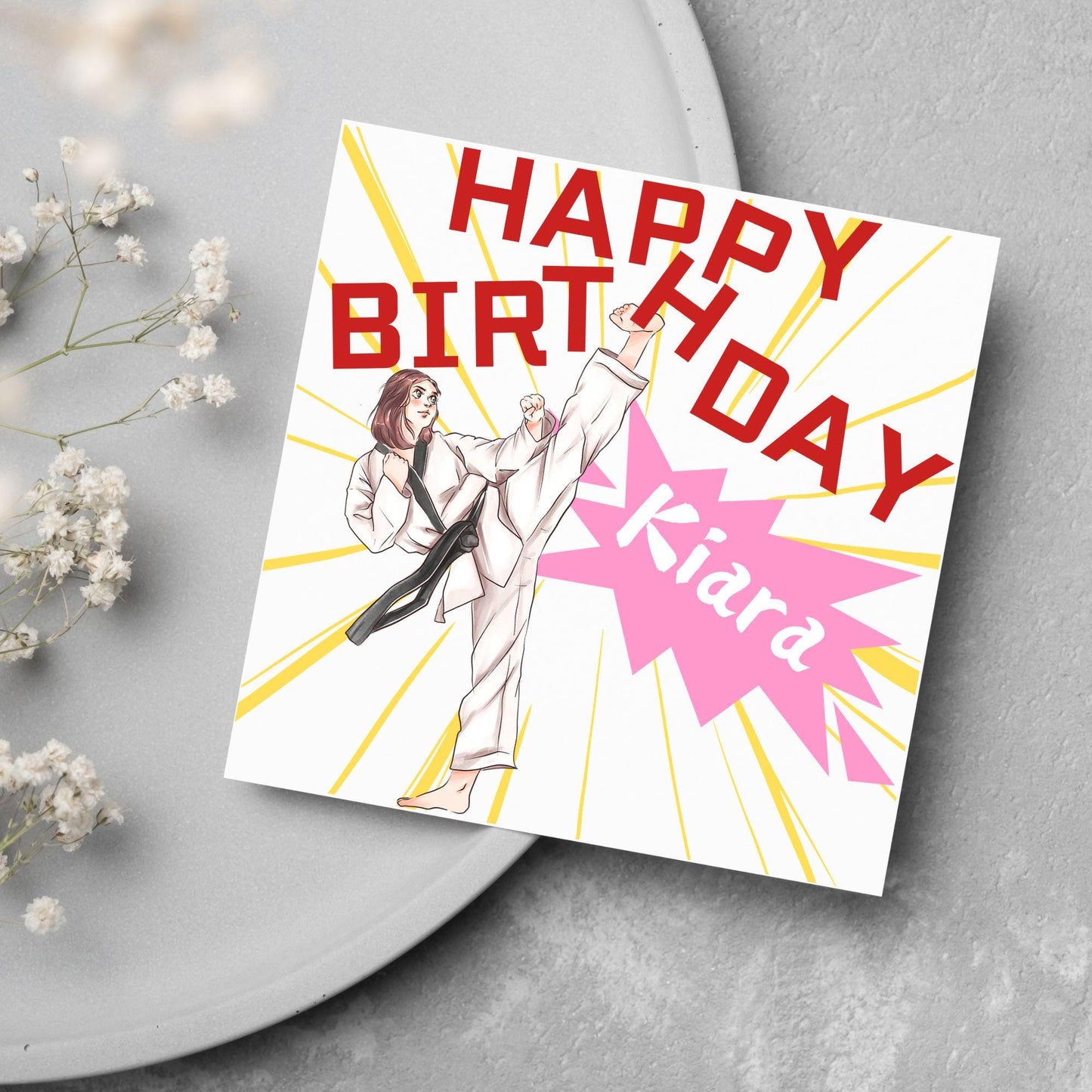 Personalised Karate Birthday Card, Taekwondo, Card for Boy or Girl, Custom Birthday Card, Personalised Name Card, Martial Arts