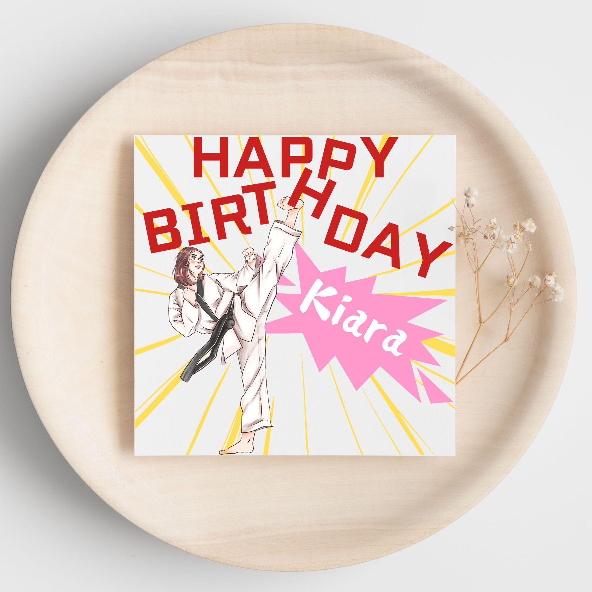Personalised Karate Birthday Card, Taekwondo, Card for Boy or Girl, Custom Birthday Card, Personalised Name Card, Martial Arts