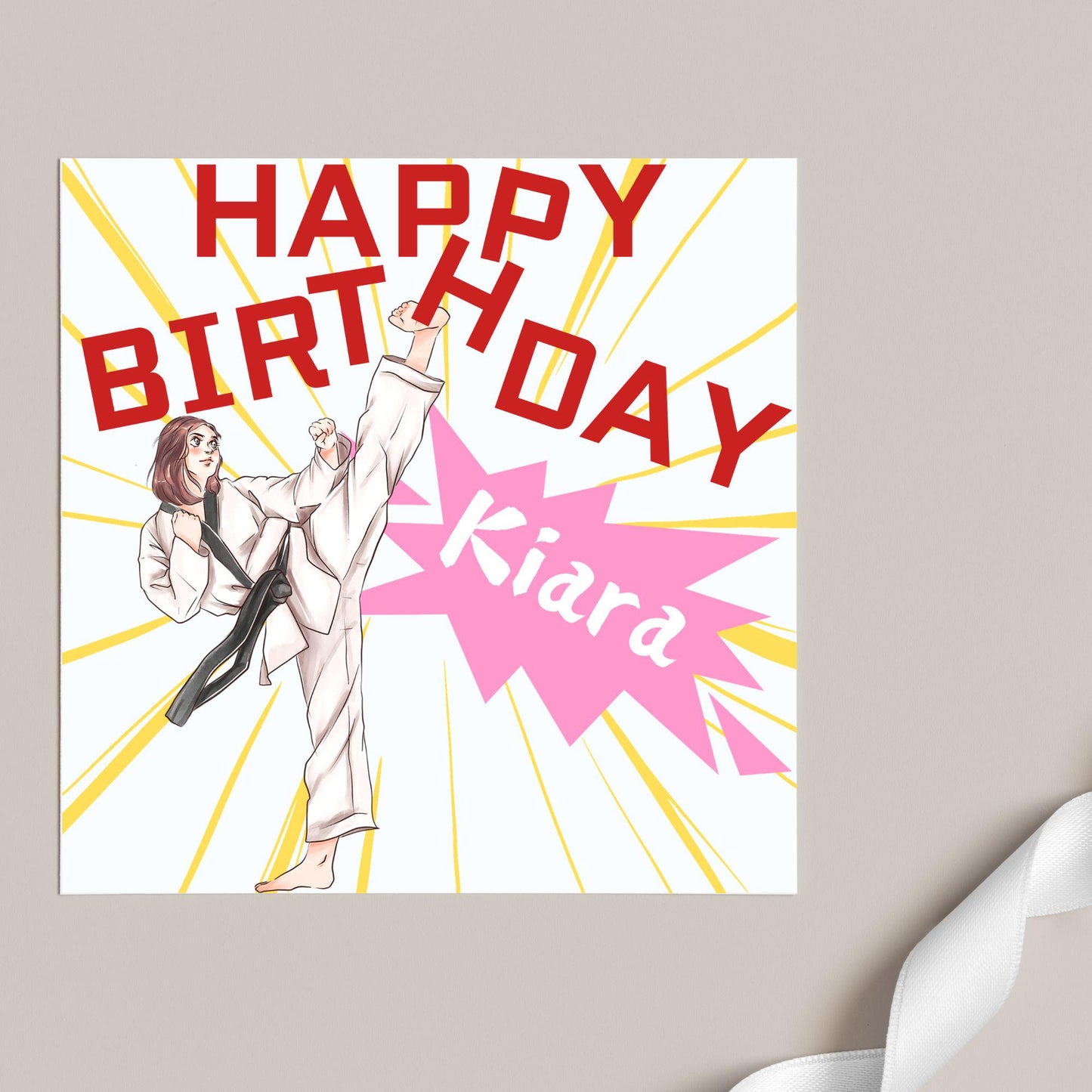 Personalised Karate Birthday Card, Taekwondo, Card for Boy or Girl, Custom Birthday Card, Personalised Name Card, Martial Arts
