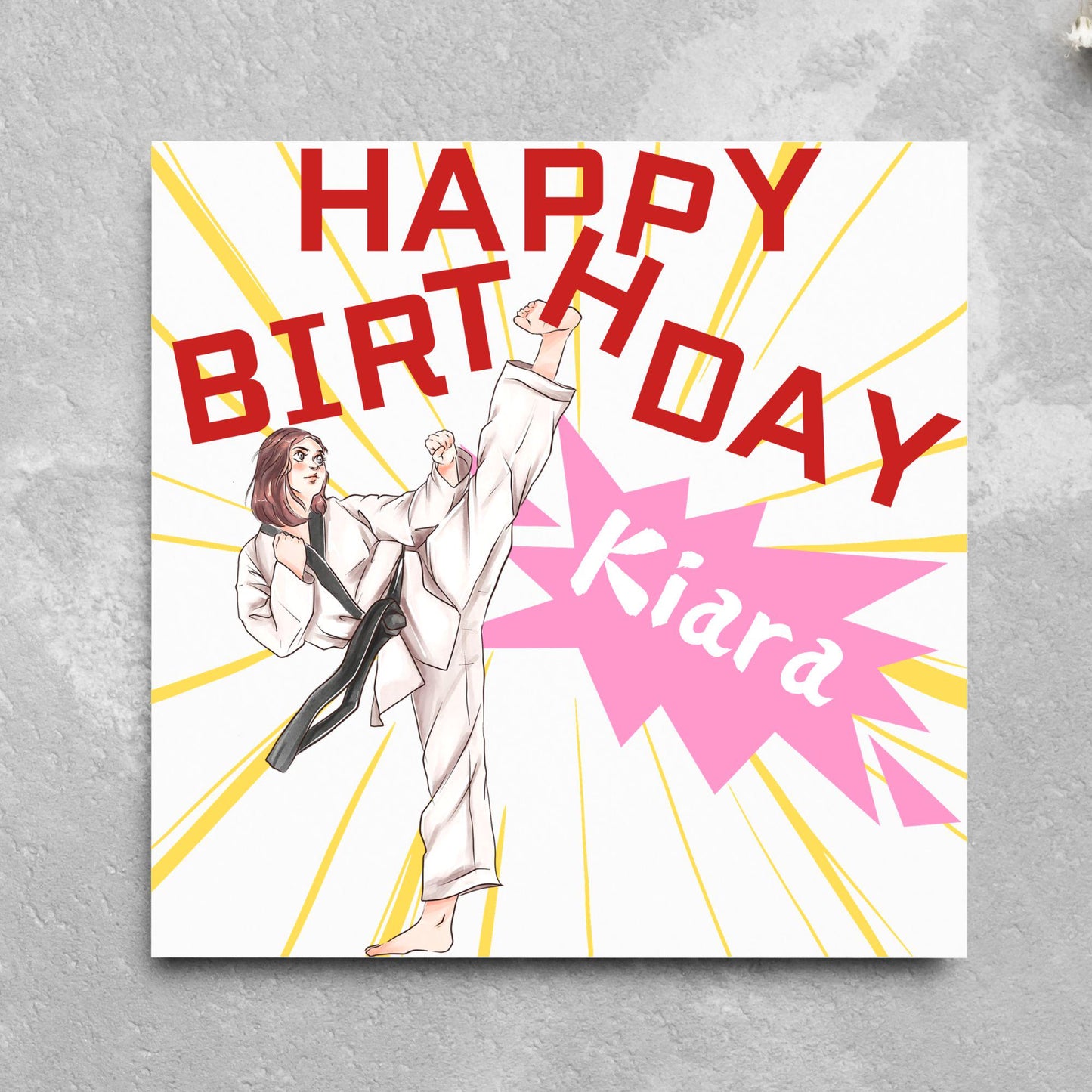 Personalised Karate Birthday Card, Taekwondo, Card for Boy or Girl, Custom Birthday Card, Personalised Name Card, Martial Arts