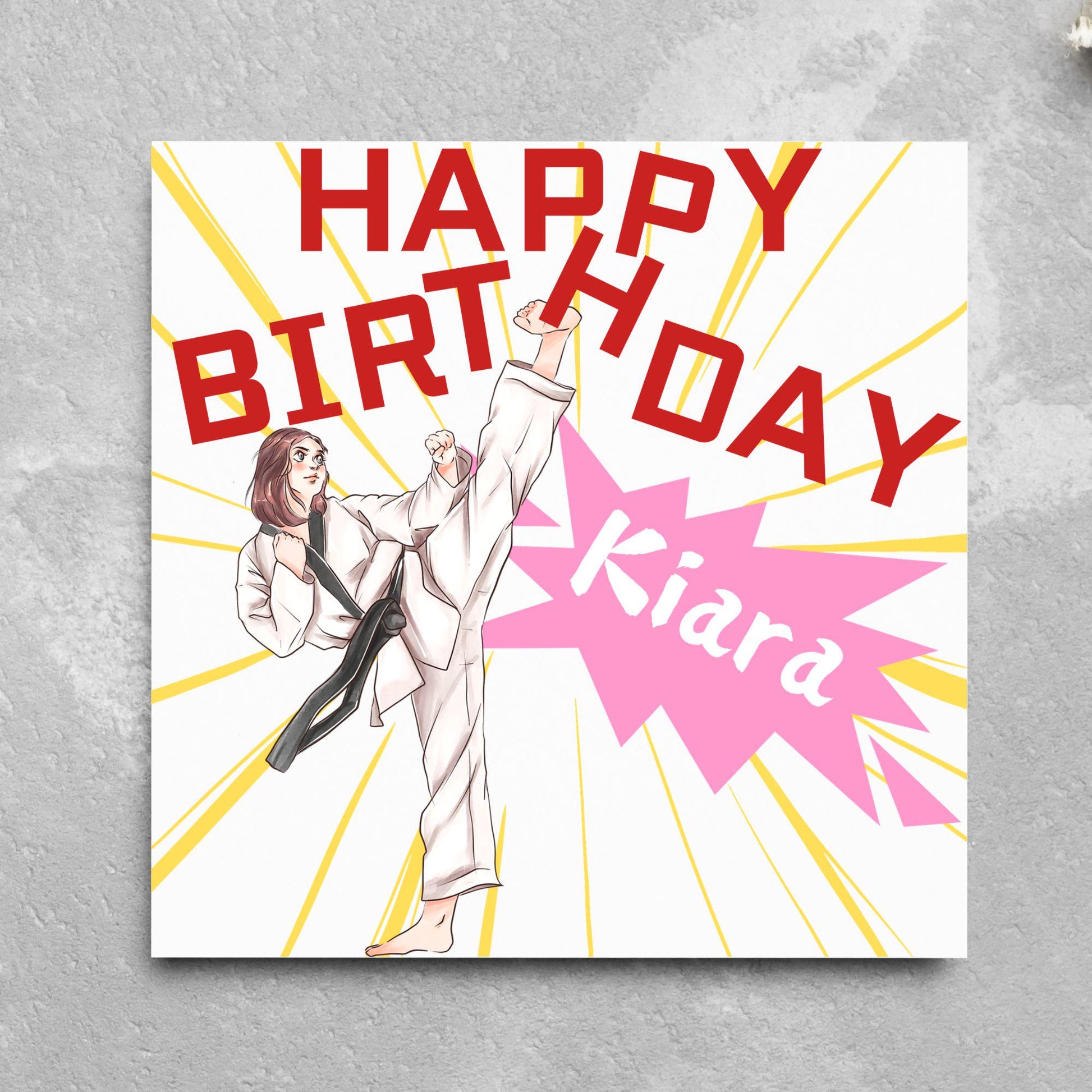 Personalised Karate Birthday Card, Taekwondo, Card for Boy or Girl, Custom Birthday Card, Personalised Name Card, Martial Arts