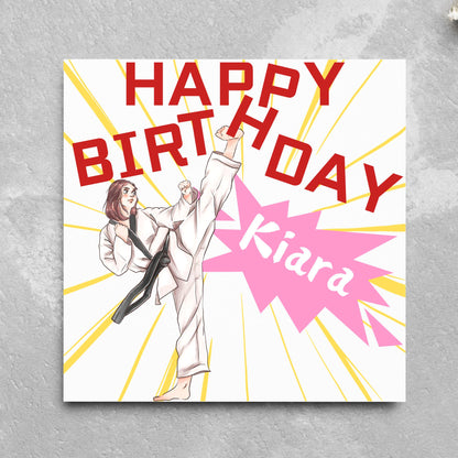 Personalised Karate Birthday Card, Taekwondo, Card for Boy or Girl, Custom Birthday Card, Personalised Name Card, Martial Arts