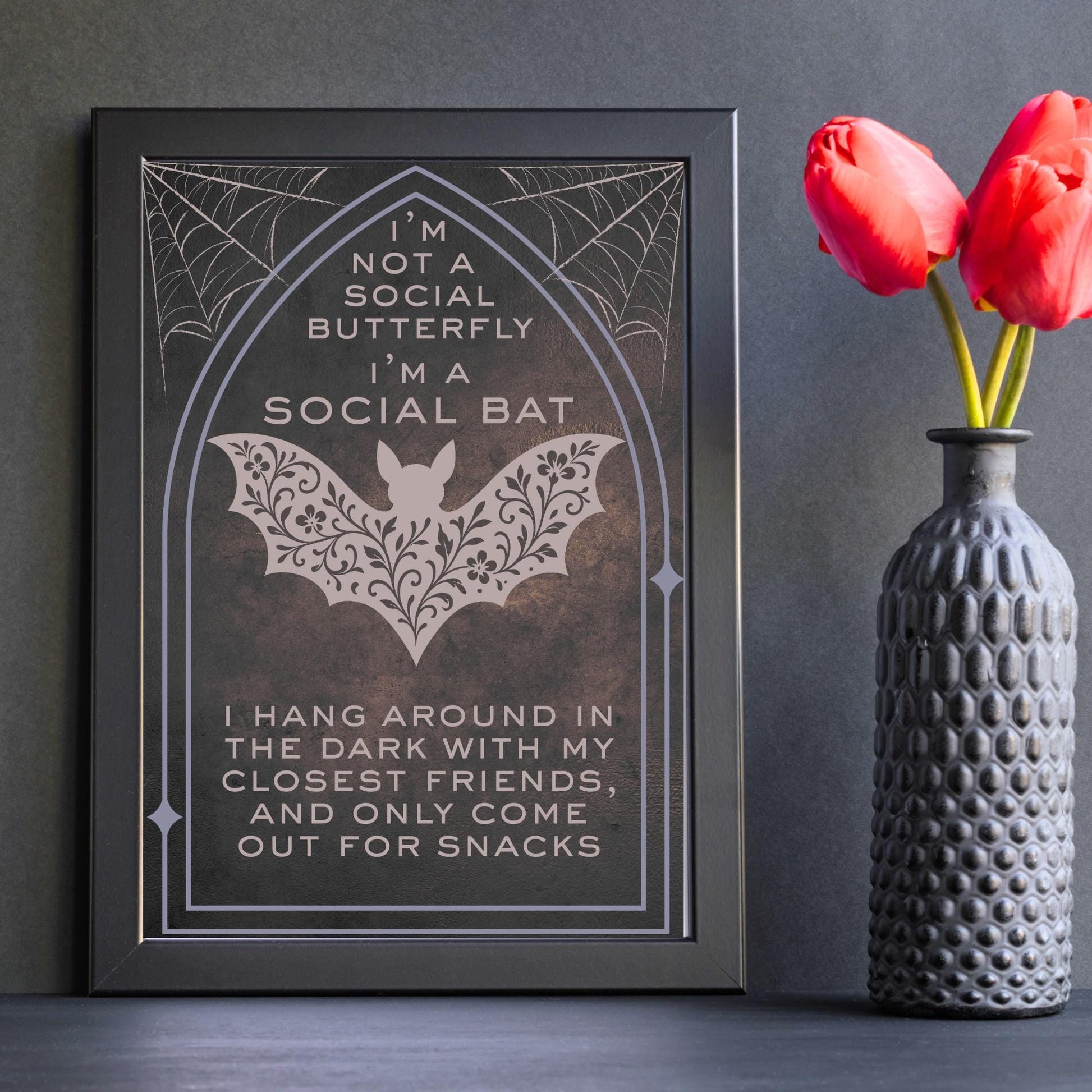 Gothic Wall Art, Bat Poster, Quirky Home Decor, Wicca Poster Art, Gothic Print, Home Decor, Goth Gift For Friend