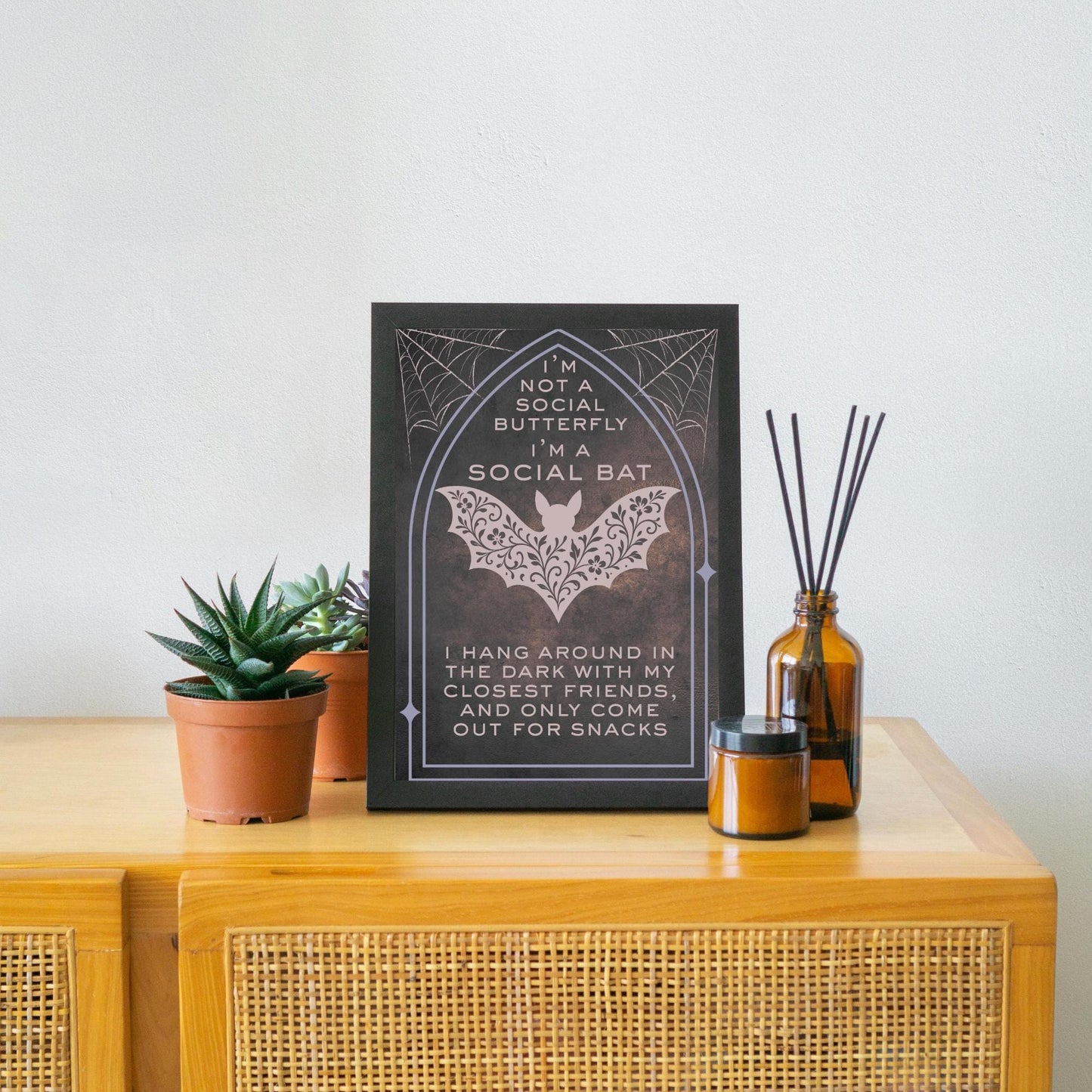 Gothic Wall Art, Bat Poster, Quirky Home Decor, Wicca Poster Art, Gothic Print, Home Decor, Goth Gift For Friend