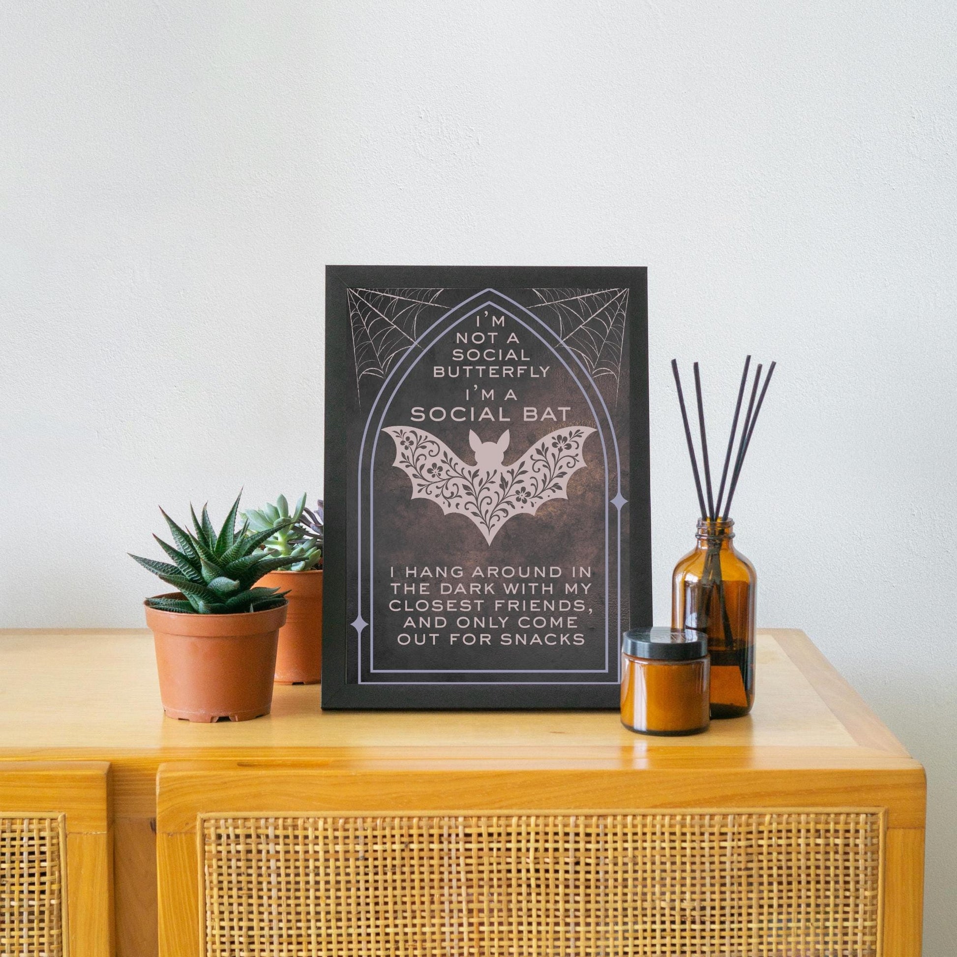 Gothic Wall Art, Bat Poster, Quirky Home Decor, Wicca Poster Art, Gothic Print, Home Decor, Goth Gift For Friend