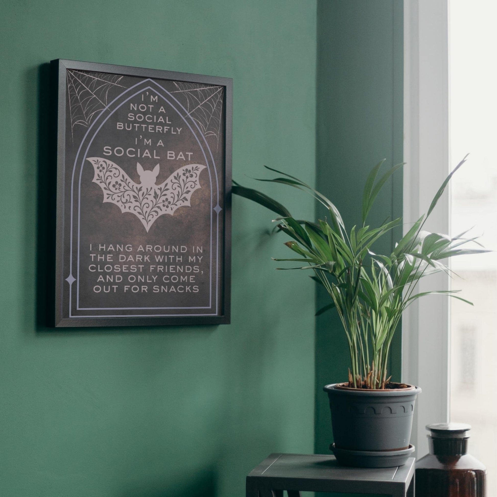 Gothic Wall Art, Bat Poster, Quirky Home Decor, Wicca Poster Art, Gothic Print, Home Decor, Goth Gift For Friend