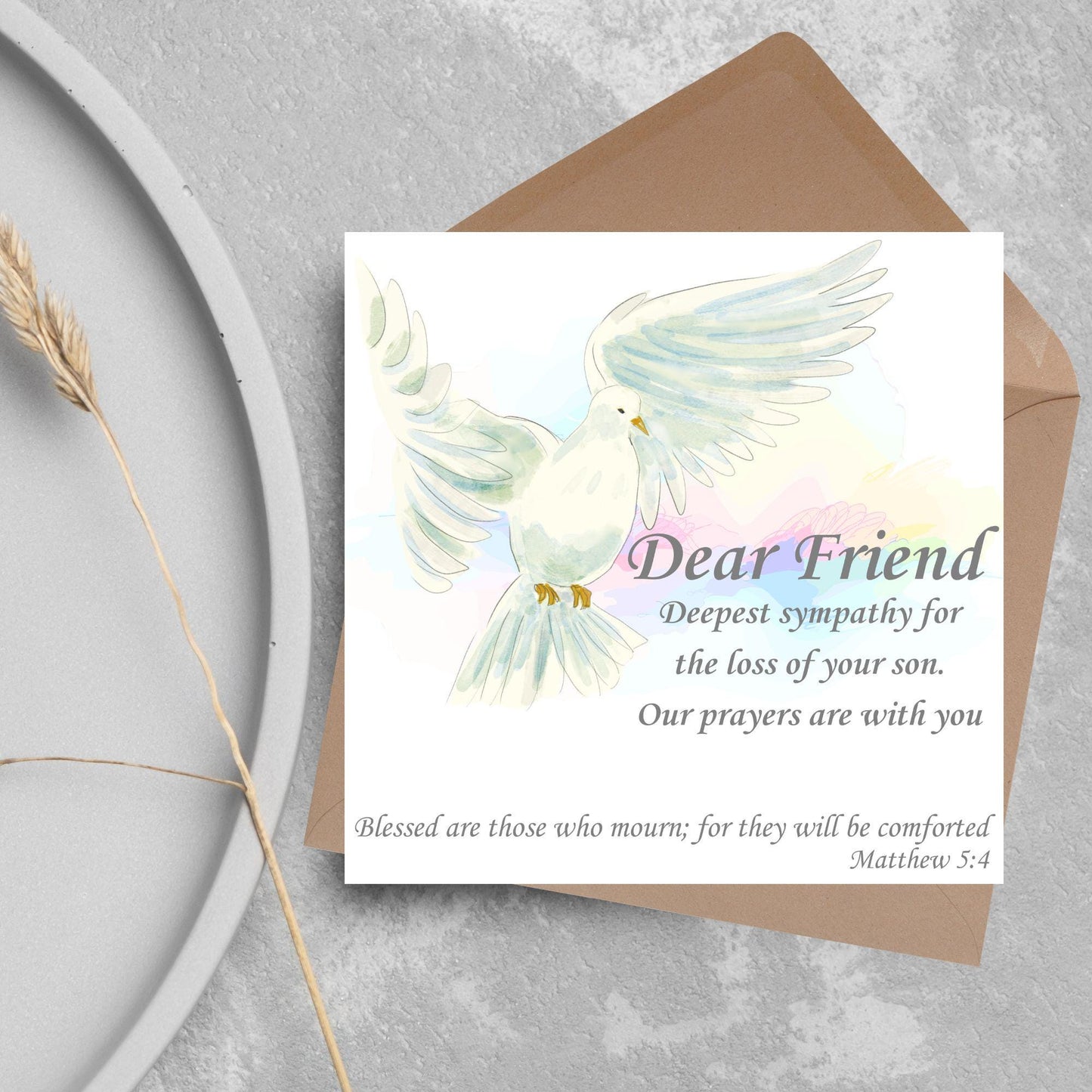 Personalised Sympathy Card, Card for Loss, Condolences Card, Sister, Brother, Friend, Sister-in-Law, Brother-in-Law, Prayer Bible Quote