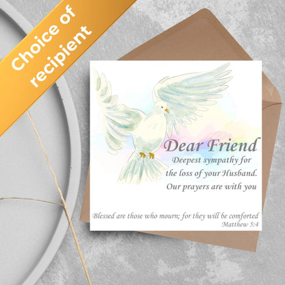 Personalised Sympathy Card, Card for Loss, Condolences Card, Sister, Brother, Friend, Sister-in-Law, Brother-in-Law, Prayer Bible Quote