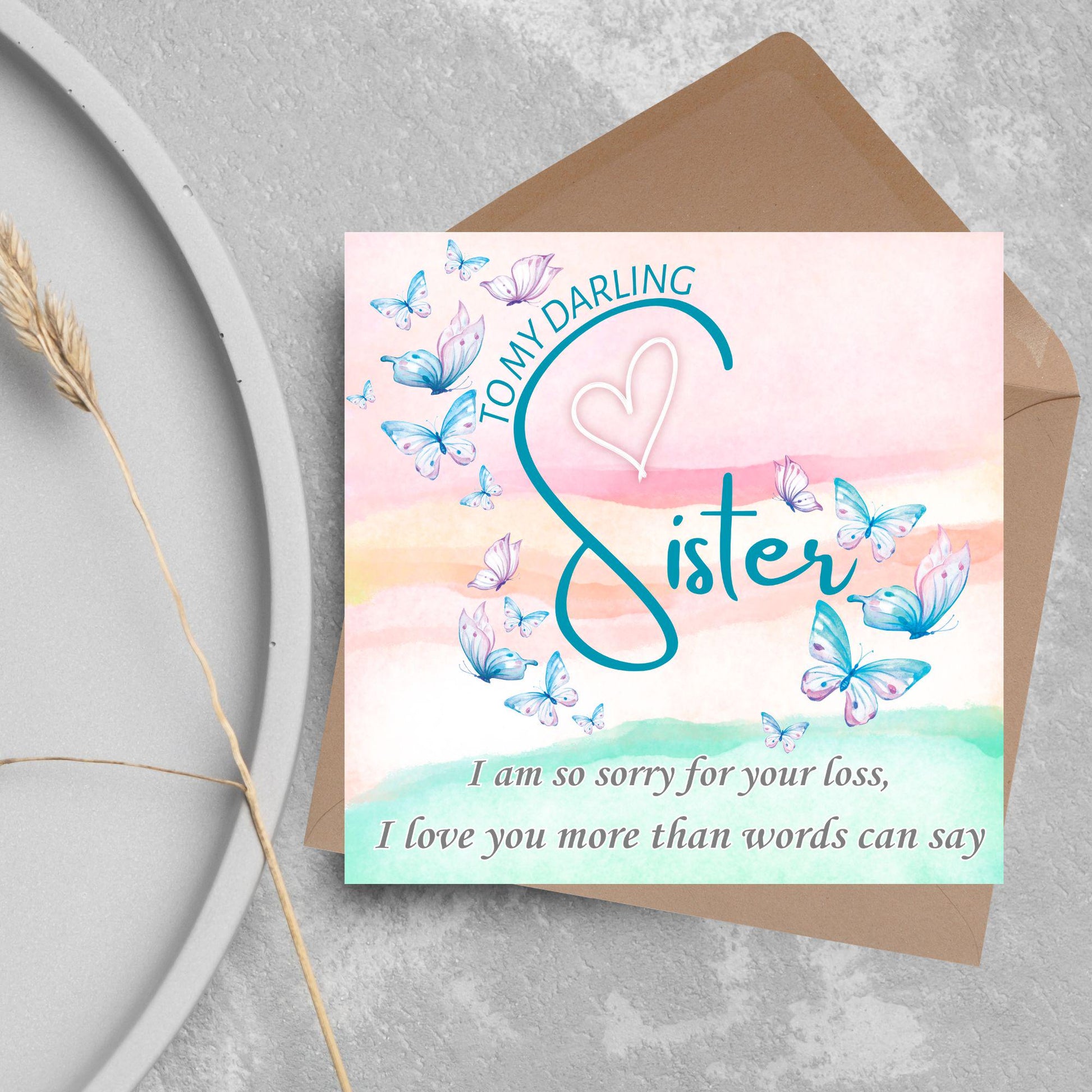 Sorry for Your Loss Card for Sister, Bereavement Card, Sympathy Card, Card for Loss, Rest in Peace, Funeral Card, Condolences Card