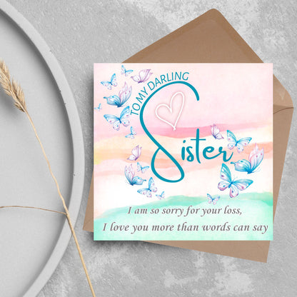 Sorry for Your Loss Card for Sister, Bereavement Card, Sympathy Card, Card for Loss, Rest in Peace, Funeral Card, Condolences Card