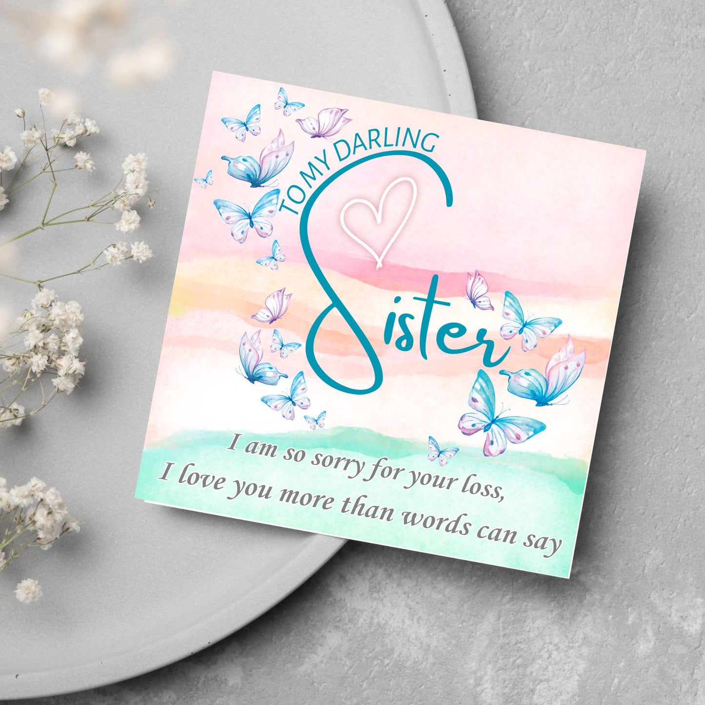 Sorry for Your Loss Card for Sister, Bereavement Card, Sympathy Card, Card for Loss, Rest in Peace, Funeral Card, Condolences Card
