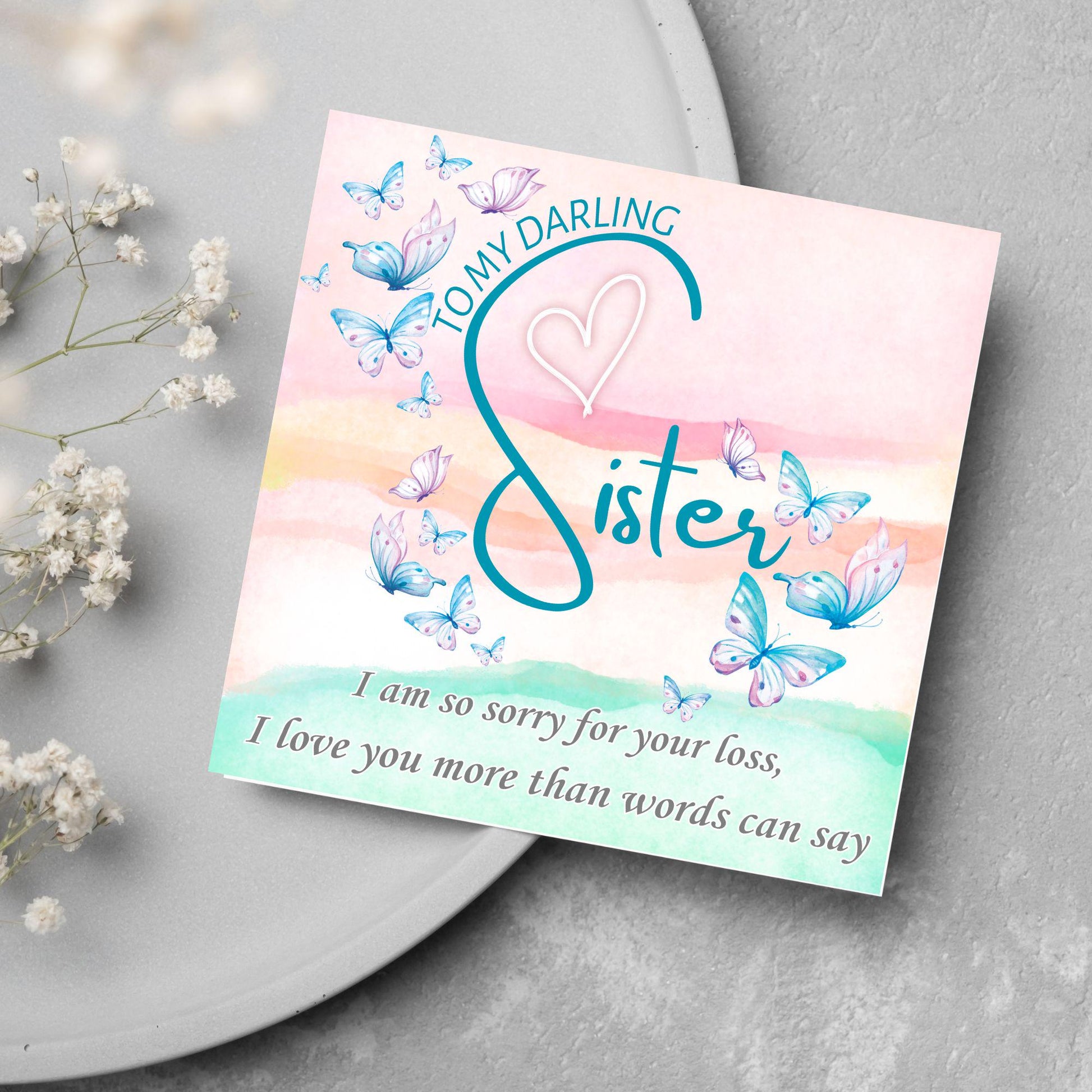 Sorry for Your Loss Card for Sister, Bereavement Card, Sympathy Card, Card for Loss, Rest in Peace, Funeral Card, Condolences Card