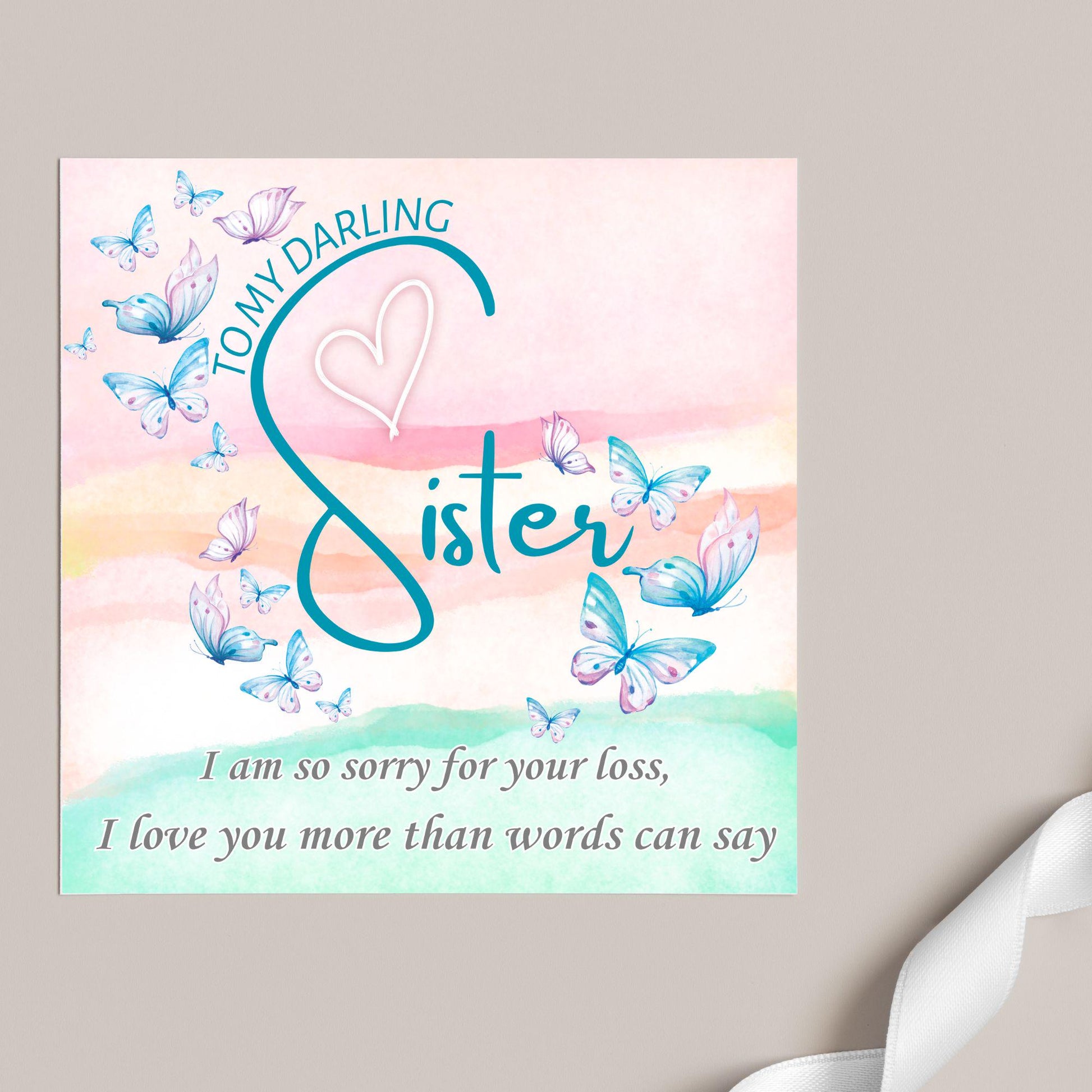 Sorry for Your Loss Card for Sister, Bereavement Card, Sympathy Card, Card for Loss, Rest in Peace, Funeral Card, Condolences Card
