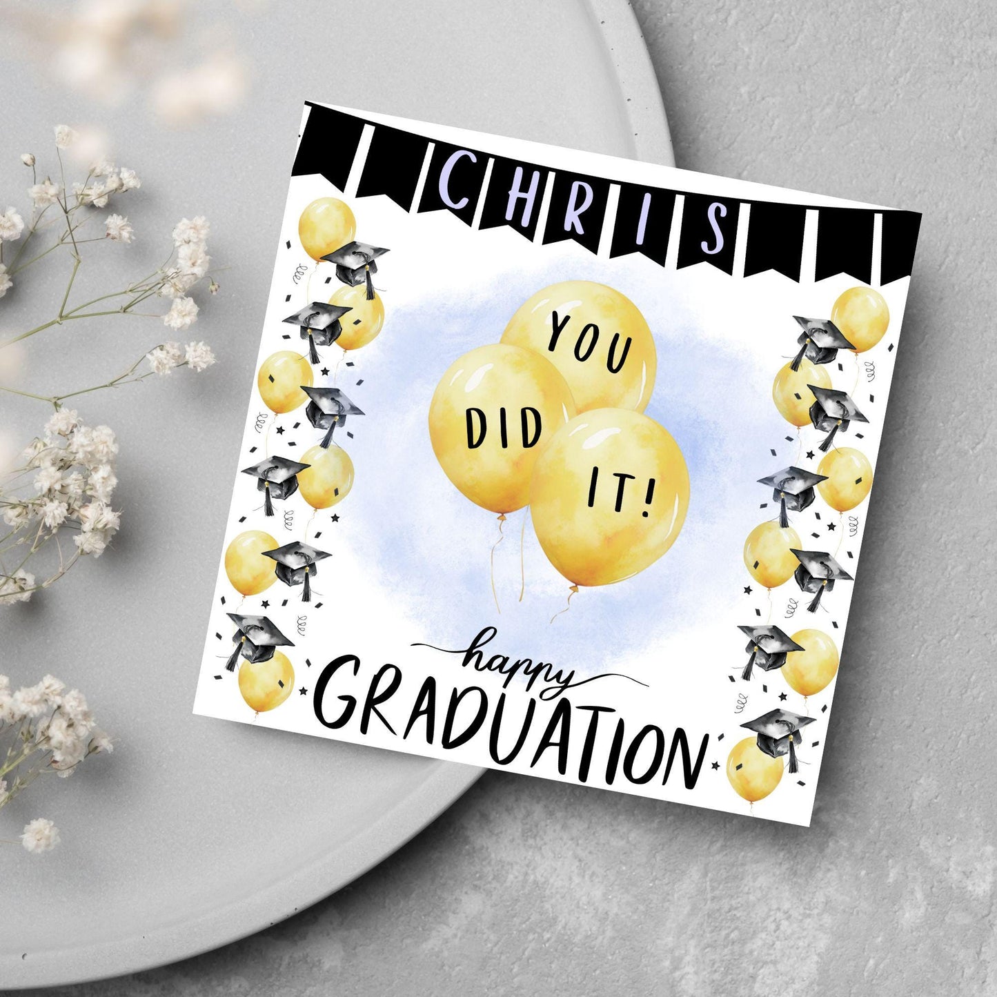 Personalised Graduation Congratulation Card, Well Done Card, Customised Well Done Card, Well Done Card from Mum, Well done Uncle, University