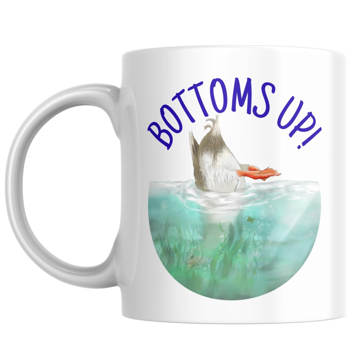 Duck Design Mug, Bottoms Up, Gift for Duck Lover, Coffee Cup, Ornithologist Mug