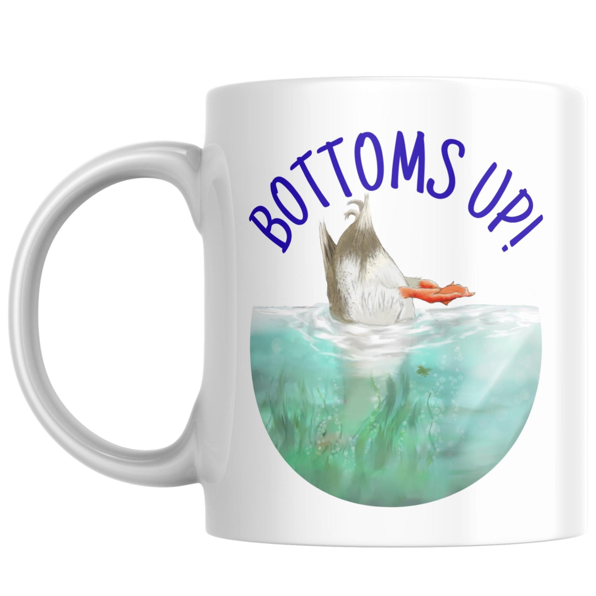 Duck Design Mug, Bottoms Up, Gift for Duck Lover, Coffee Cup, Ornithologist Mug