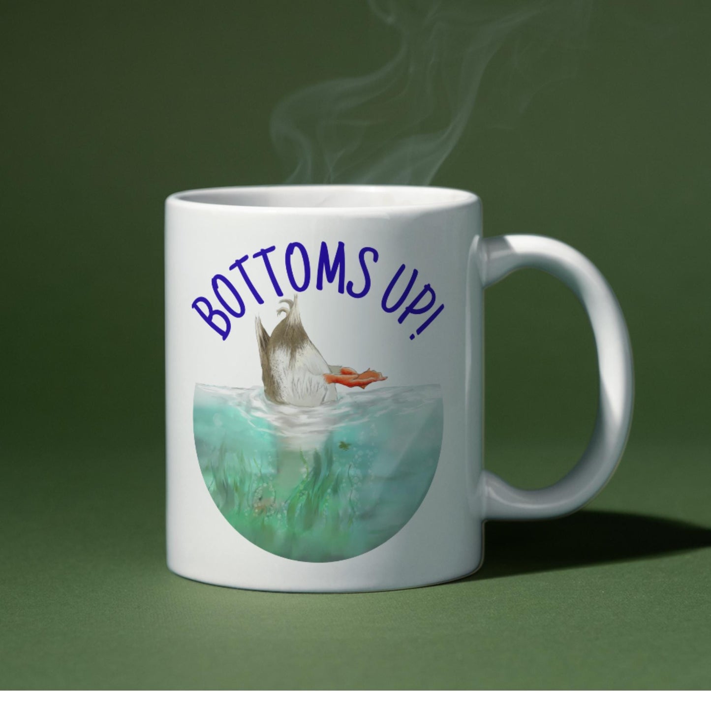 Duck Design Mug, Bottoms Up, Gift for Duck Lover, Coffee Cup, Ornithologist Mug
