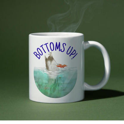 Duck Design Mug, Bottoms Up, Gift for Duck Lover, Coffee Cup, Ornithologist Mug