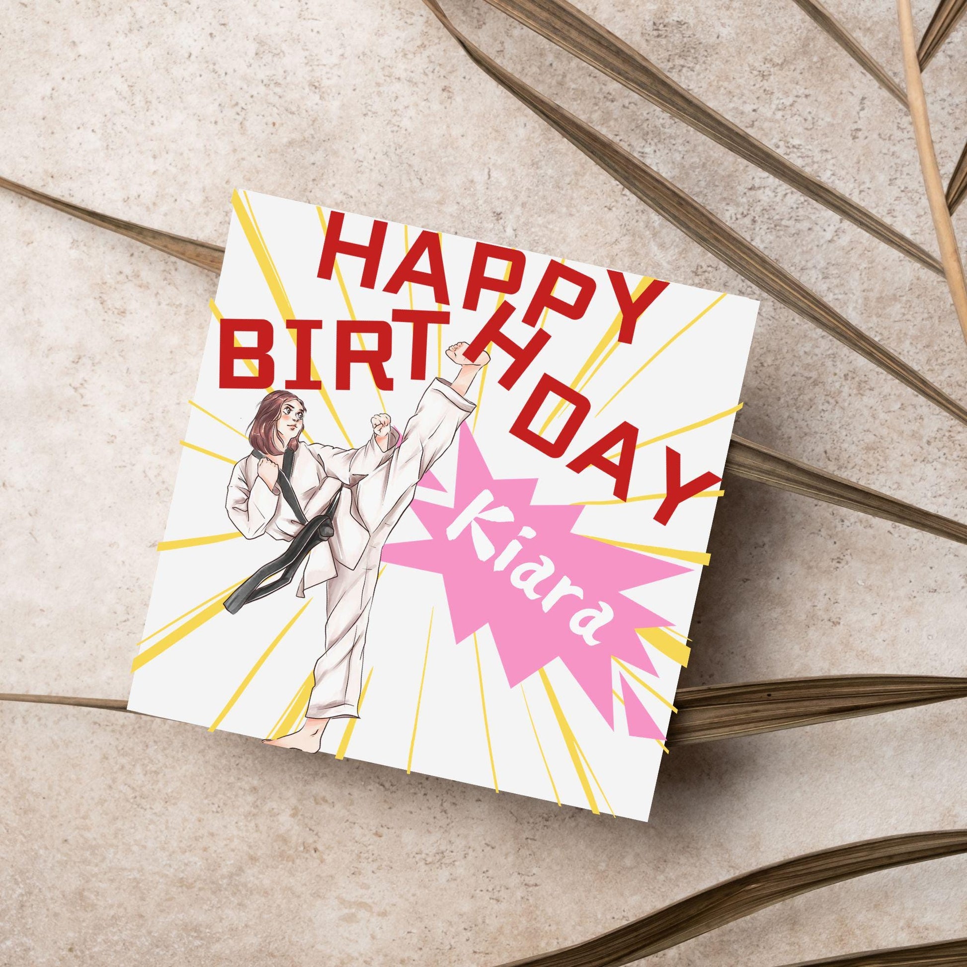 Personalised Karate Birthday Card, Taekwondo, Card for Boy or Girl, Custom Birthday Card, Personalised Name Card, Martial Arts