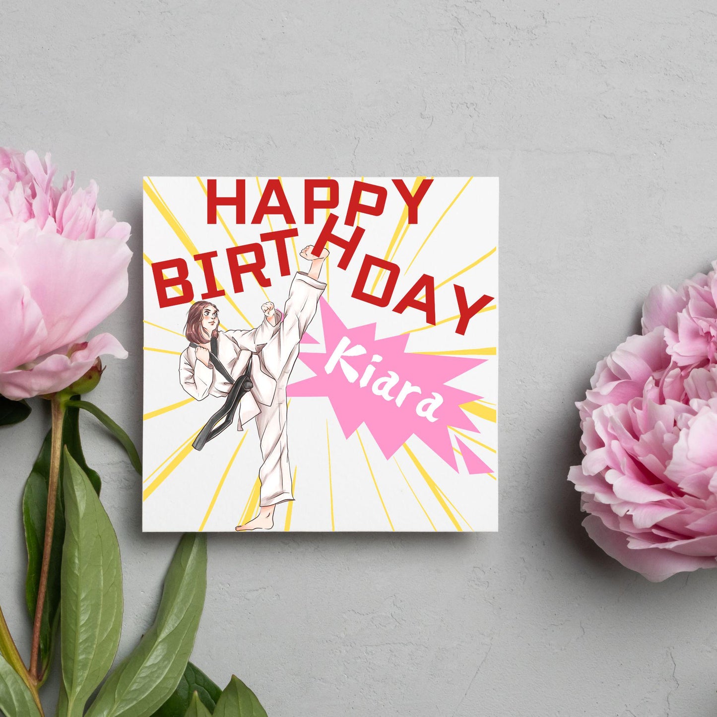 Personalised Karate Birthday Card, Taekwondo, Card for Boy or Girl, Custom Birthday Card, Personalised Name Card, Martial Arts