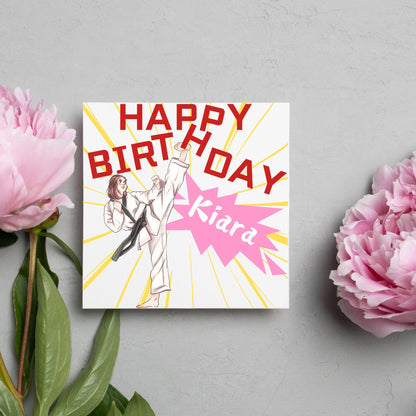 Personalised Karate Birthday Card, Taekwondo, Card for Boy or Girl, Custom Birthday Card, Personalised Name Card, Martial Arts