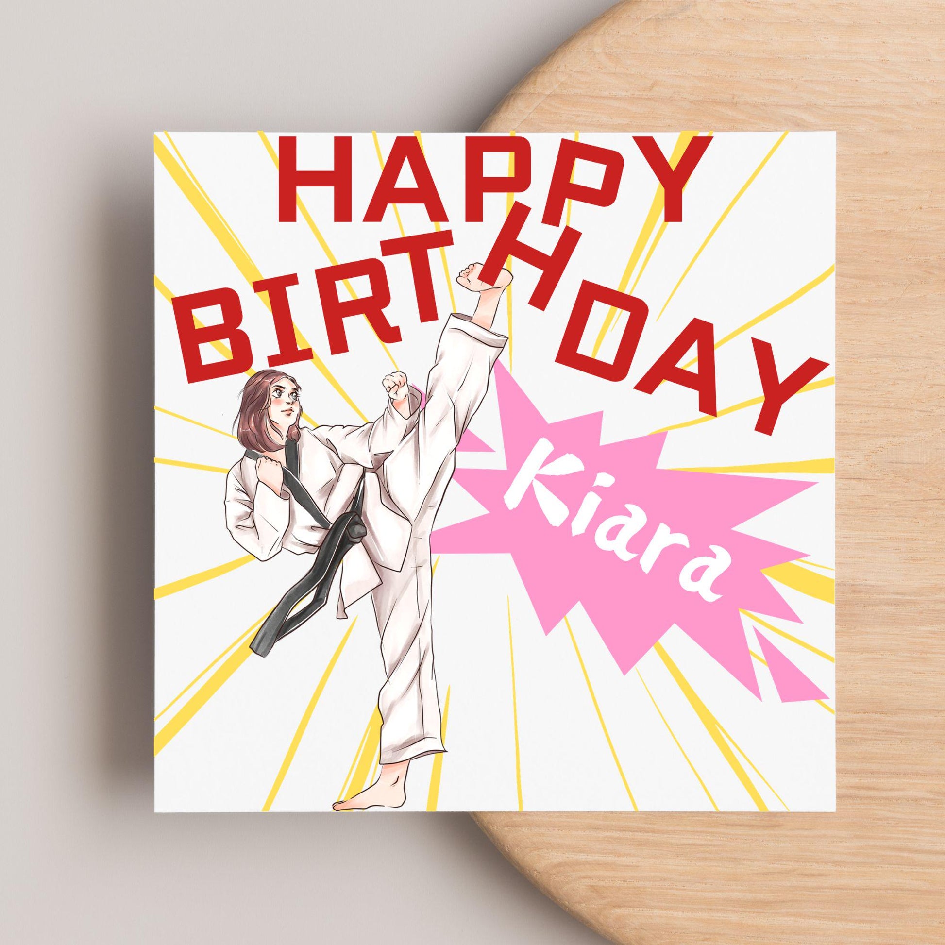 Personalised Karate Birthday Card, Taekwondo, Card for Boy or Girl, Custom Birthday Card, Personalised Name Card, Martial Arts