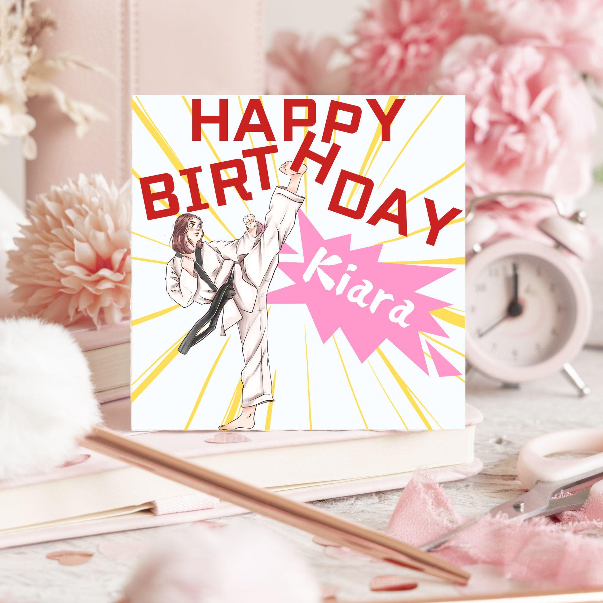 Personalised Karate Birthday Card, Taekwondo, Card for Boy or Girl, Custom Birthday Card, Personalised Name Card, Martial Arts