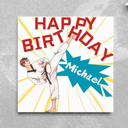 Personalised Karate Birthday Card, Taekwondo, Card for Boy or Girl, Custom Birthday Card, Personalised Name Card, Martial Arts