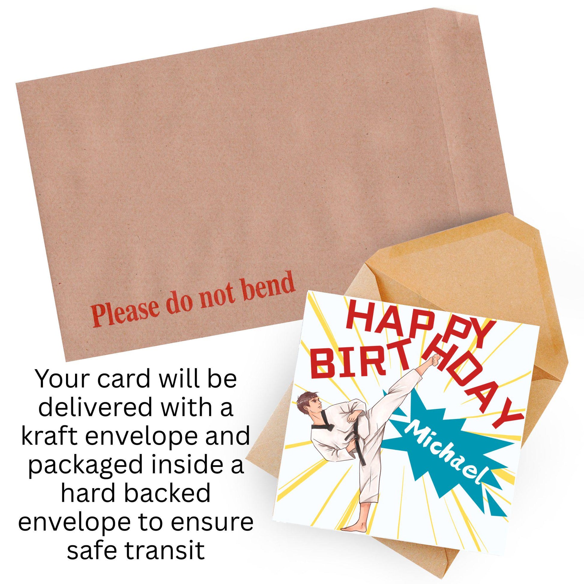 Personalised Karate Birthday Card, Taekwondo, Card for Boy or Girl, Custom Birthday Card, Personalised Name Card, Martial Arts