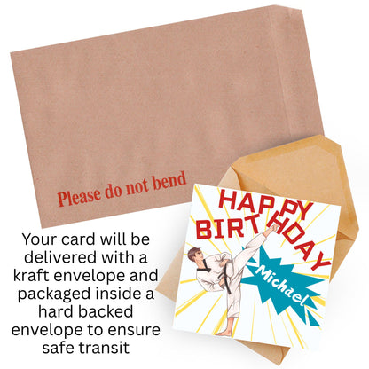 Personalised Karate Birthday Card, Taekwondo, Card for Boy or Girl, Custom Birthday Card, Personalised Name Card, Martial Arts